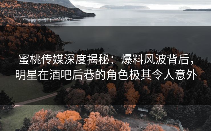 蜜桃传媒深度揭秘：爆料风波背后，明星在酒吧后巷的角色极其令人意外